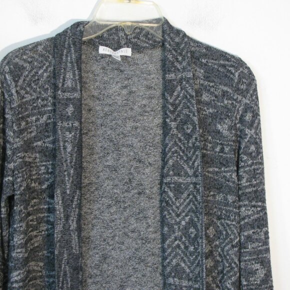 * Aeropostale Long Cardigan XS Gray Black Tribal Print Lightweight Stretch - Picture 2 of 4